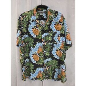 Pineapple Connection Short Sleeve Button Hawaiian Shirt Large Pineapple Island